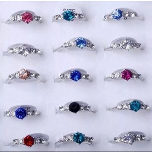 1pc Rhinestone Crystal Silver Plated Ring, Multicolor
